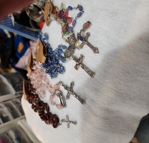 Vibrant Rosary with Silver Crosses